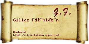 Gilicz Fábián névjegykártya